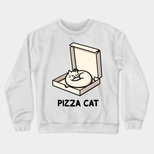 Funny Cute Cat Sleeping inside Pizza Box Crewneck Sweatshirt